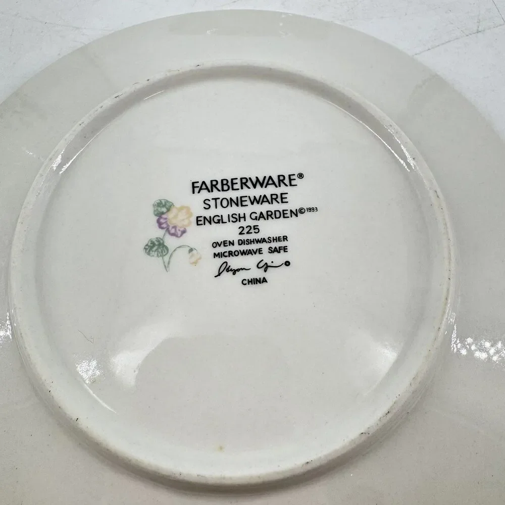 Vintage 1993 Farberware English Garden #225 Set of 6 Cups & Saucers